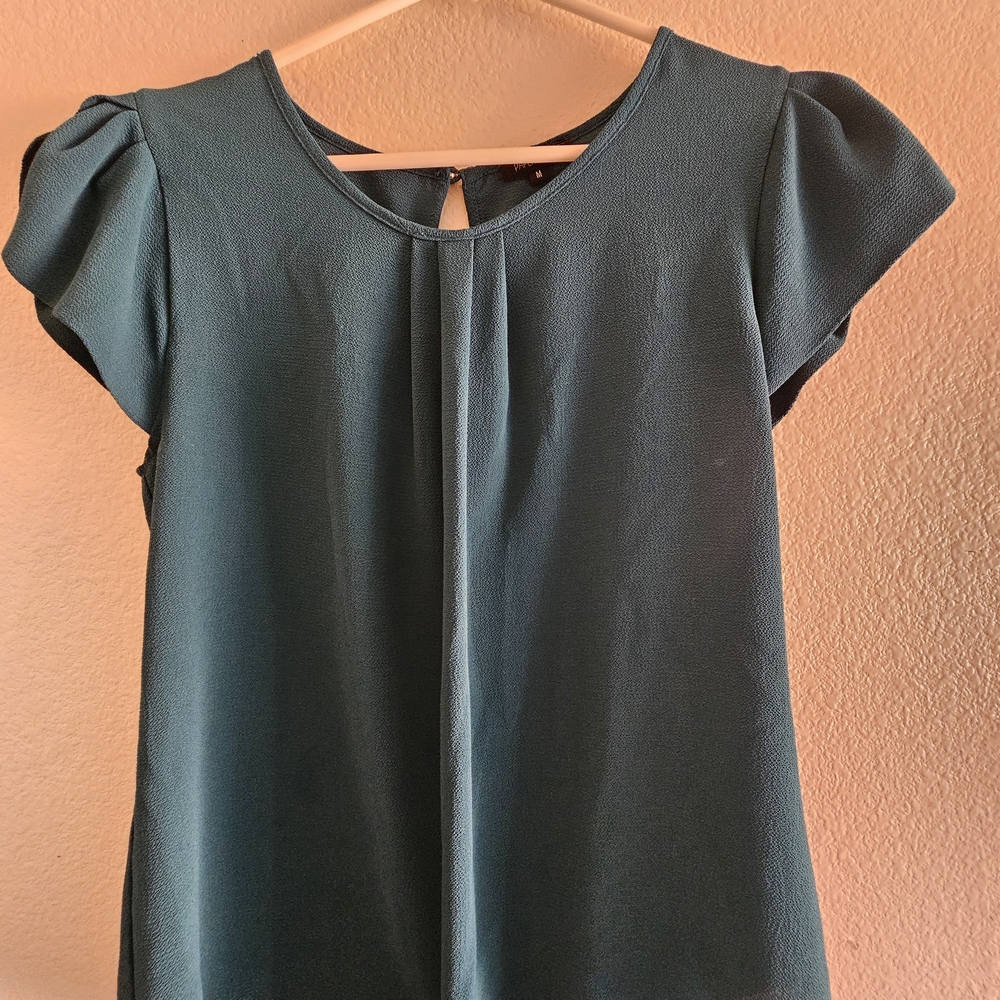 Papermoon Teal Blouse with Keyhole Back